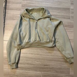 Light green Half-Zip Cropped Sweatshirt